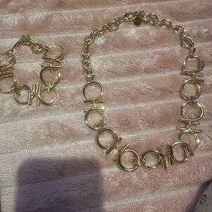 Salvatore Ferragamo Gold Necklace and Bracelet Set